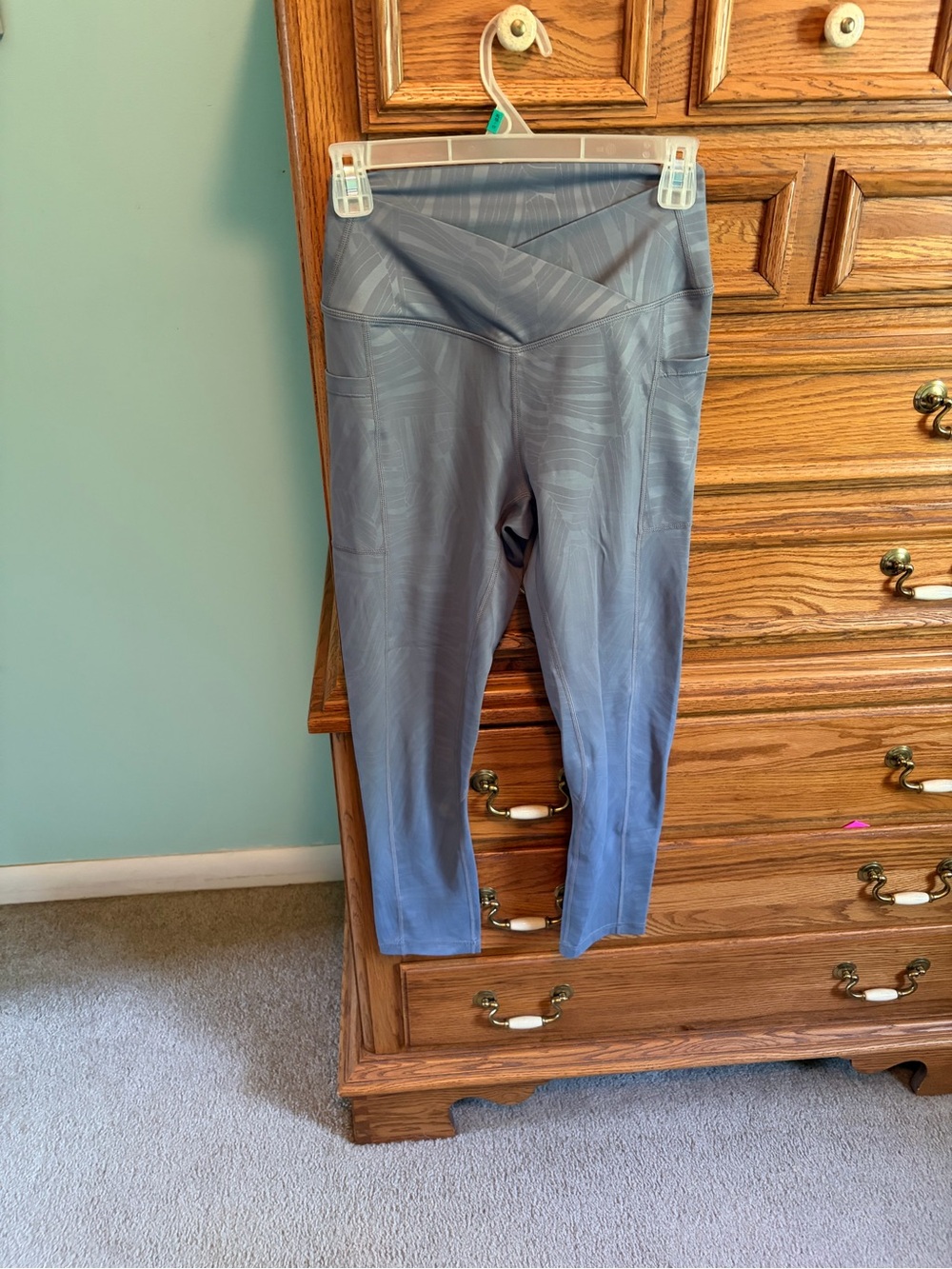 ZYIA V-Waist Leggings in Slate Gray Blue - Picture 1 of 3